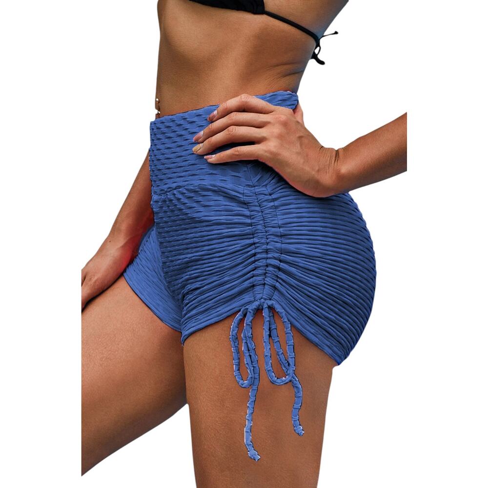 Blue Butt Lifting High Waist Yoga Shorts Sizes S M L XL New - Picture 2 of 6